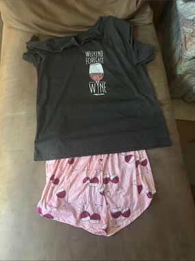 Women’s drinking pjs for a wine weekend.
